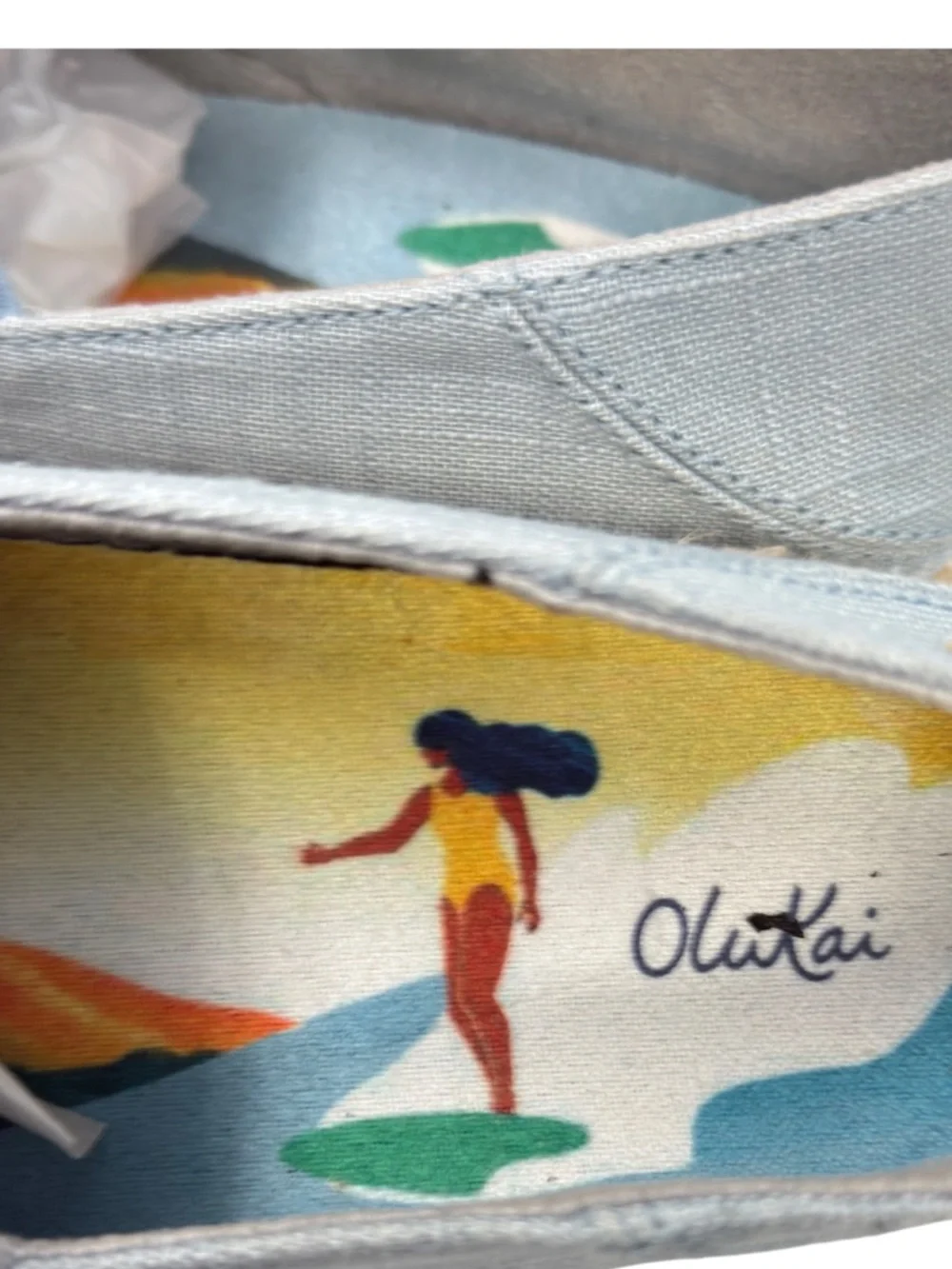 OLUKAI Kaula Pa'a Kapa Convertible Espadrille Shoes Blue Size 8.5